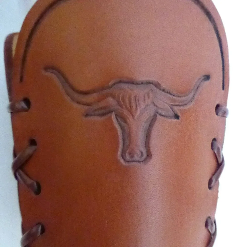 1950’s VINTAGE WESTERN THEMED COWBOY LONGHORN BRAND GLASS SET & WOOD COASTERS - Picture 5 of 16